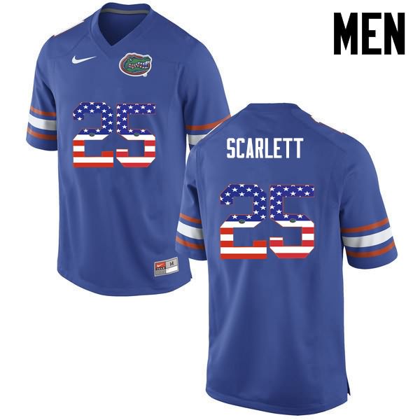 NCAA Florida Gators Jordan Scarlett Men's #25 USA Flag Fashion Nike Blue Stitched Authentic College Football Jersey IUG8364FE